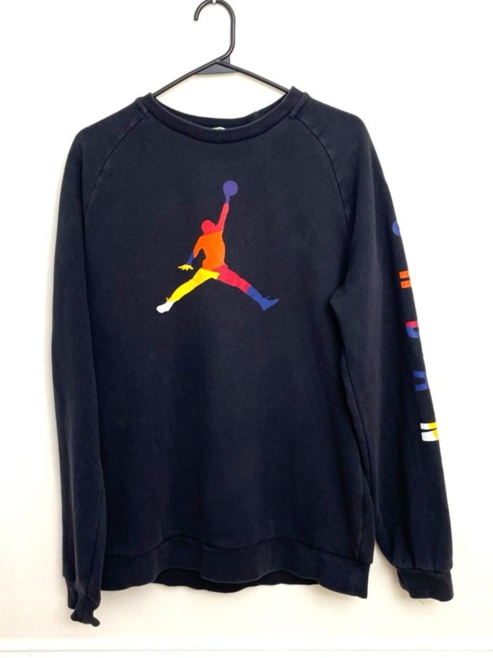 Vintage Jordan Rainbow Jumpman Black Crewneck Sweatshirt Men's Size M Basketball